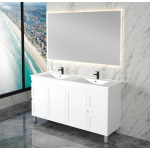 Mia 1500 Matte White Free Standing Single Bowl Vanities Cabinet Only